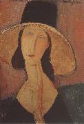 Amedeo Modigliani Portrait of Jeanne hebuterne iwth large hat Spain oil painting artist
